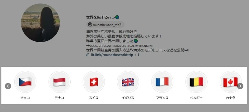 ストーリーの世界一周中の様子
