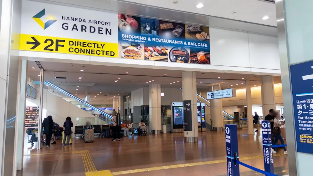 京急線改札を出た後にあるHANEDA AIRPORT GARDENの案内